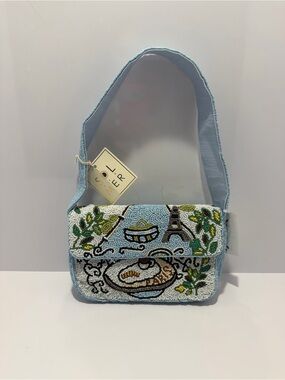 Viral Sol and Mer Paris Cafe Themed Hand-Beaded Shoulder Bag NWT